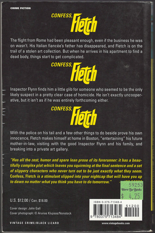 Confess, Fletch by Gregory McDonald back cover