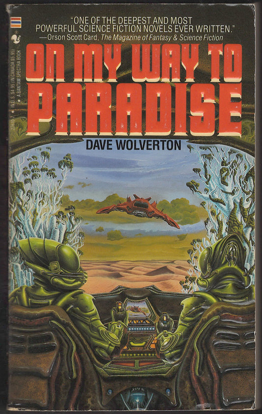 Front cover of On My Way to Paradise by Dave Wolverton with aliens and spaceship.