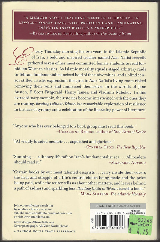 Reading Lolita in Tehran by Azar Nafisi back cover