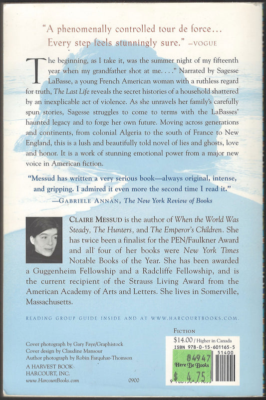 The Last Life by Claire Messud back cover