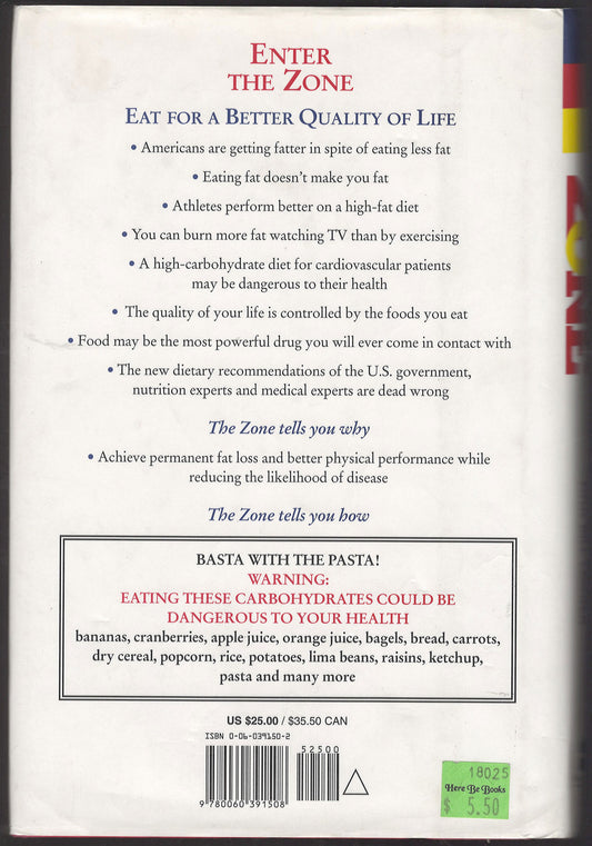 The Zone: A Dietary Road Map to Lose Weight Permanently by Barry Sears back cover