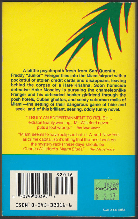 Miami Blues by Charles Willeford back cover