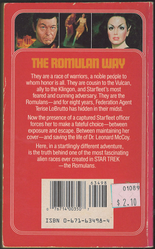 The Romulan Way by Diane Duane and Peter Morwood back cover