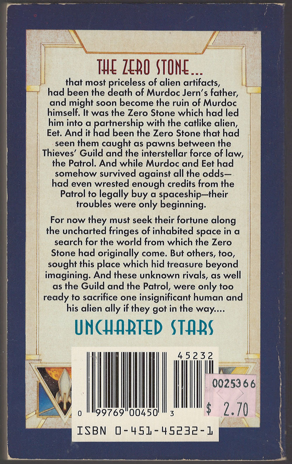 Uncharted Stars by Andre Norton back cover