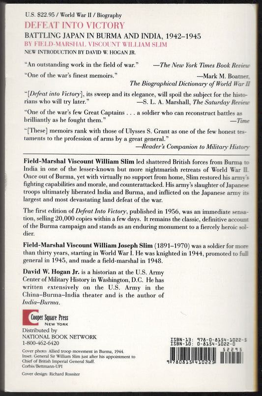 Defeat into Victory Battling Japan in Burma and India 1942-1945 by Field-Marshall Viscount Slim back cover