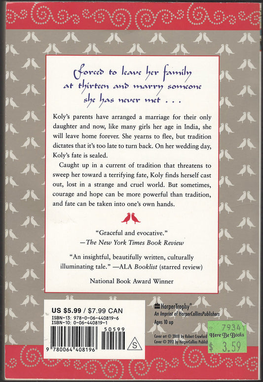 Homeless Bird by Gloria Whelan back cover