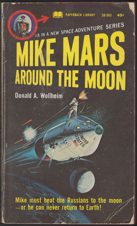 Front cover of Mike Mars Around the Moon with space-themed artwork and text.