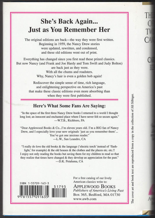 The Sign of the Twisted Candles by Carolyn Keene back cover