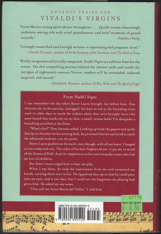 Vivaldi's Virgins by Barbara Quick back cover