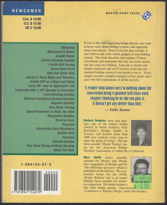 25 Bridge Conventions You Should Know by Barbara Seagram, Marc Smith back cover