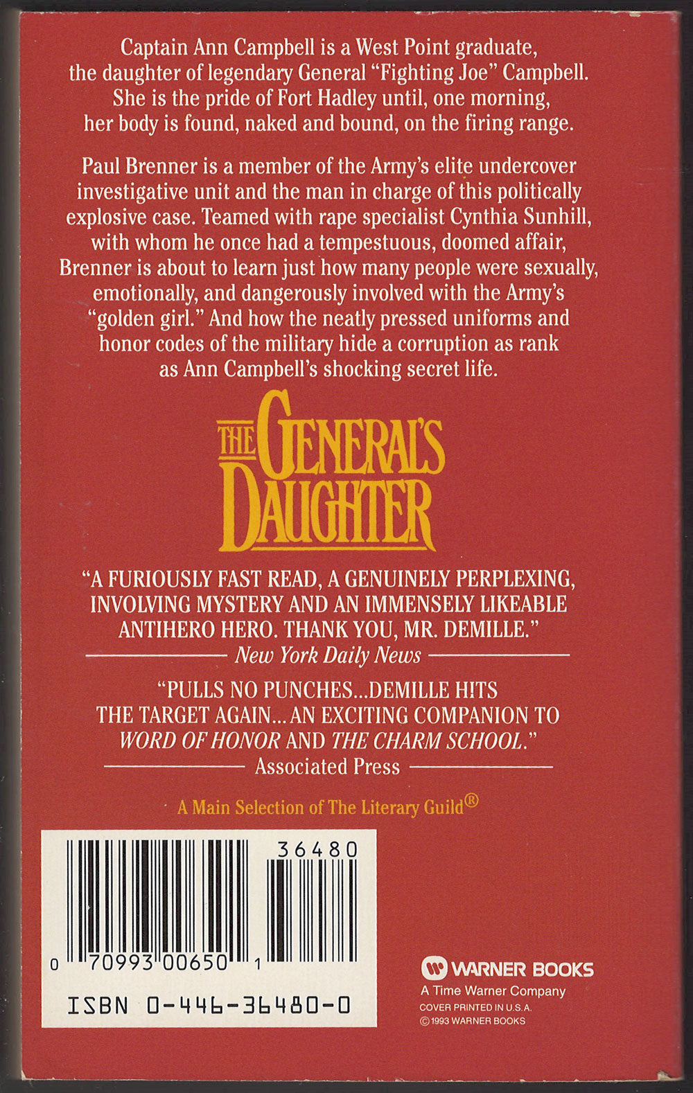 General's Daughter by Nelson DeMille back cover