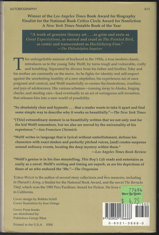 This Boy's Life by Tobias Wolff back cover