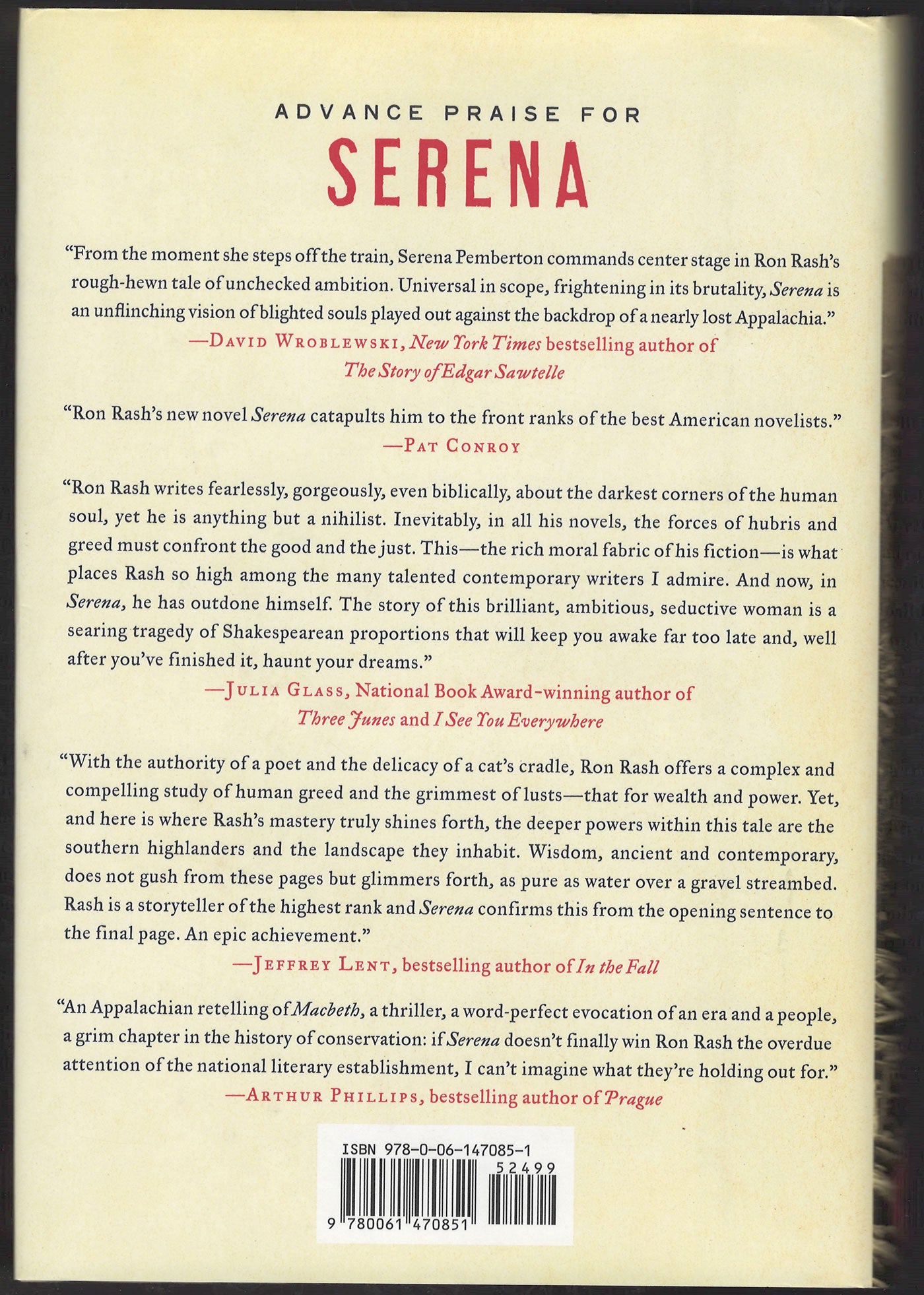 Serena by Ron Rash back cover