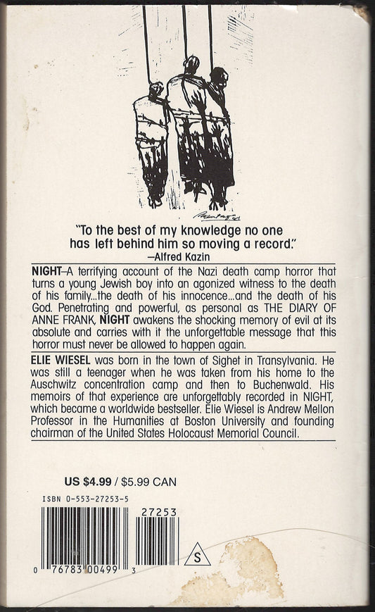 Night by Elie Wiesel back cover