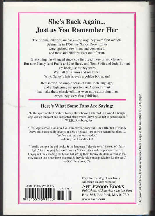 Secret of the Old Clock by Carolyn Keene back cover