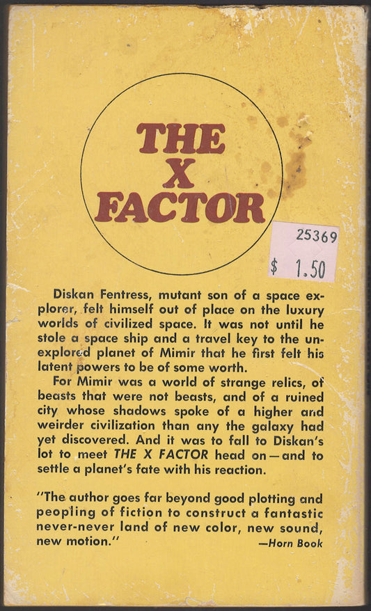 The X Factor by Andre Norton back cover