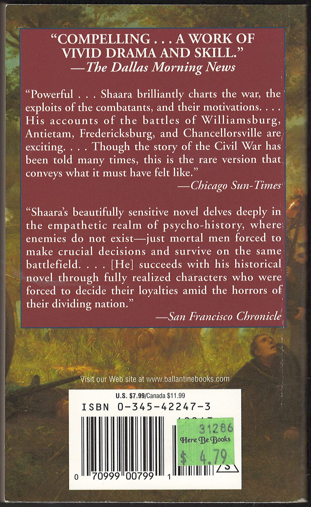 Gods and Generals by Jeff Shaara back cover