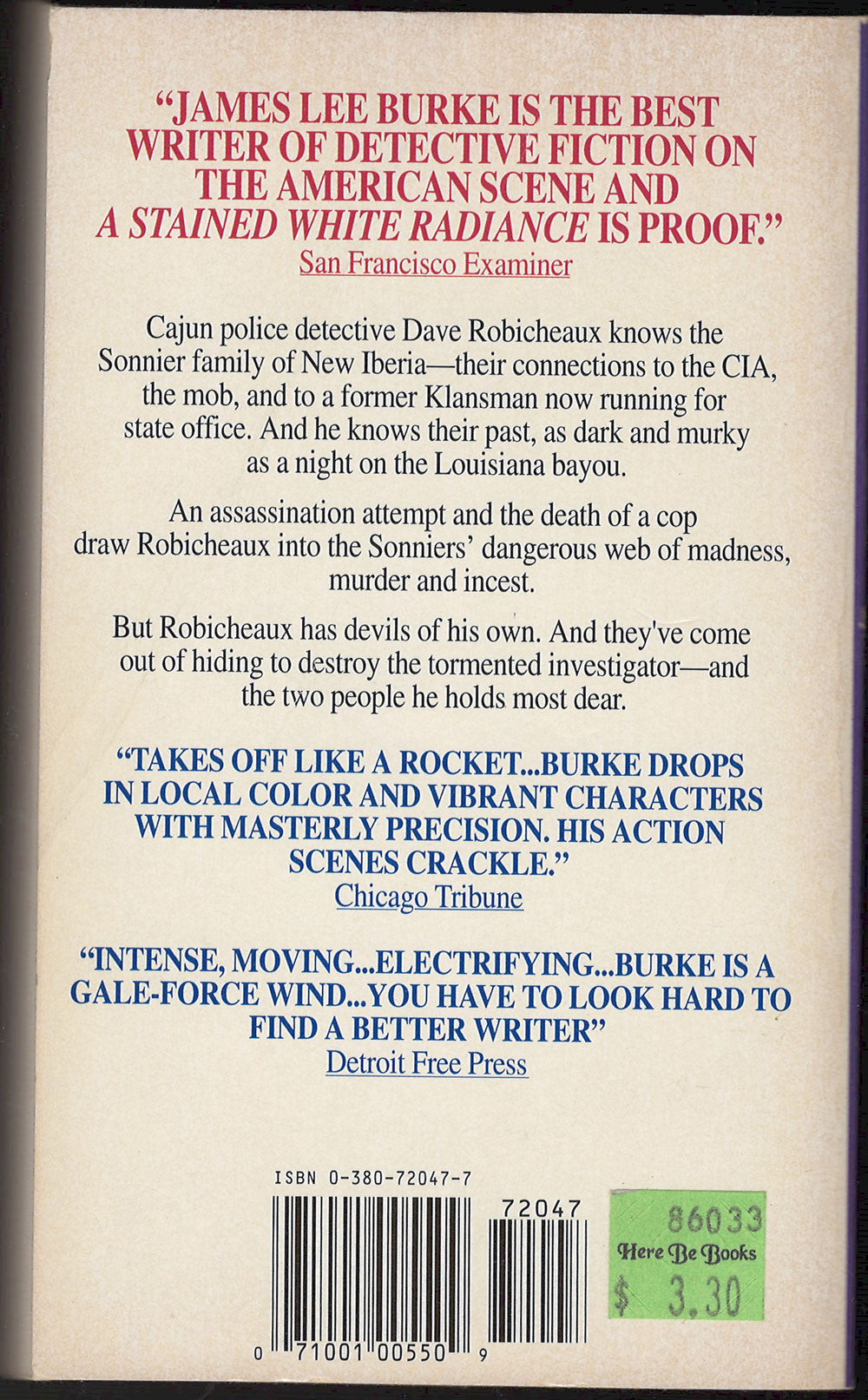 A Stained White Radiance by James Lee Burke back cover