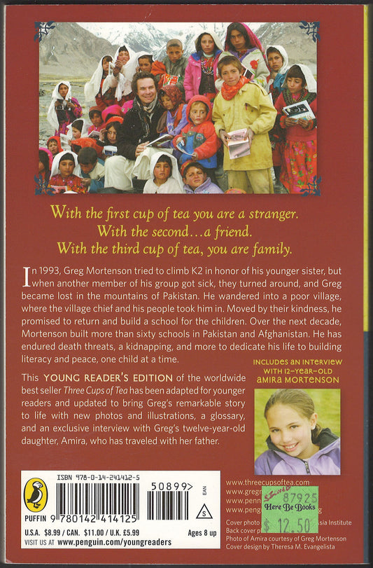 Three Cups of Tea: Young Readers Edition by Greg Mortenson and David Oliver Relin back cover