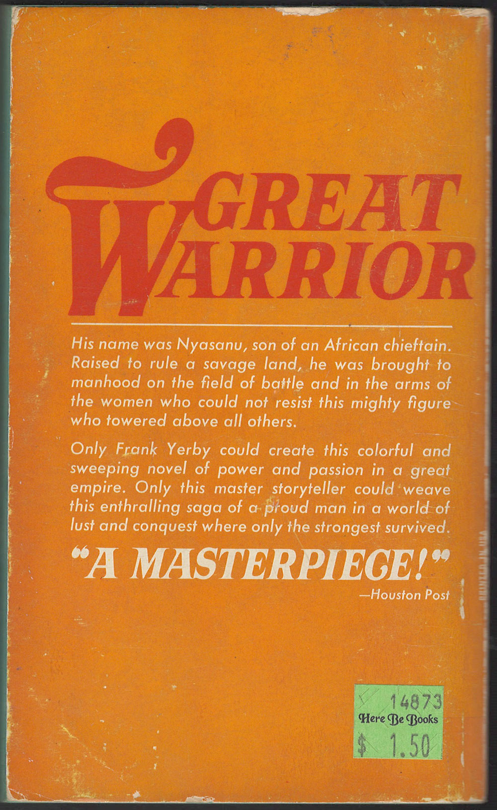 The Dahomean by Frank Yerby back cover