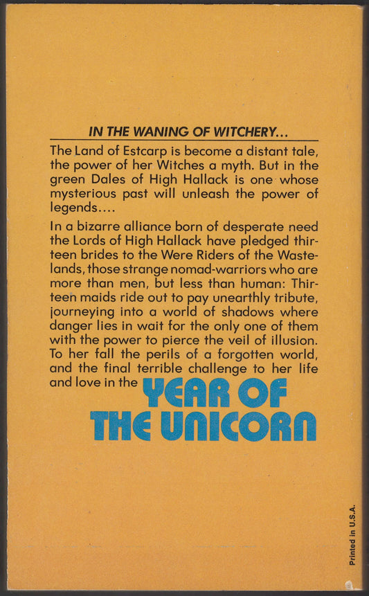 Year of the Unicorn by Andre Norton back cover