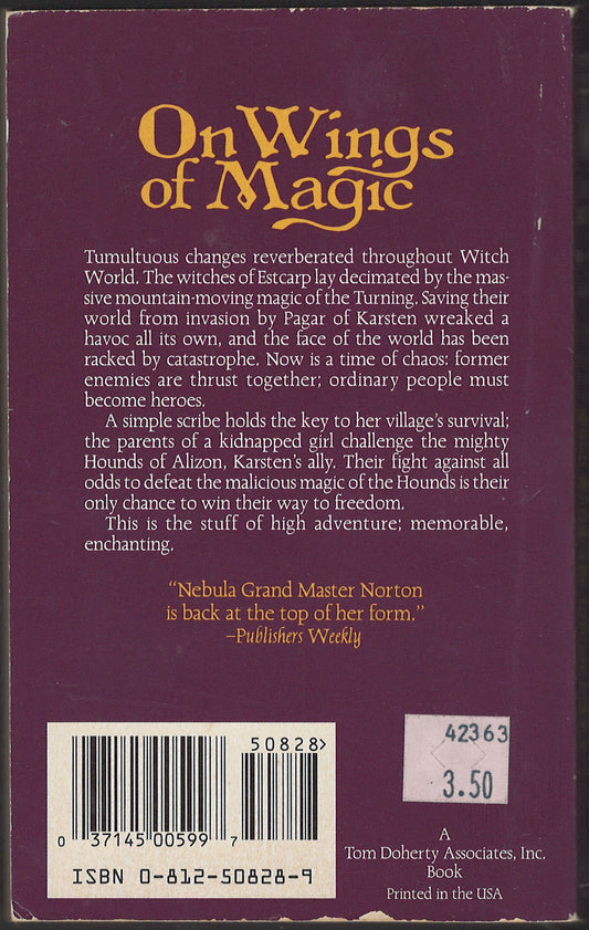 On Wings of Magic by Andre Norton back cover