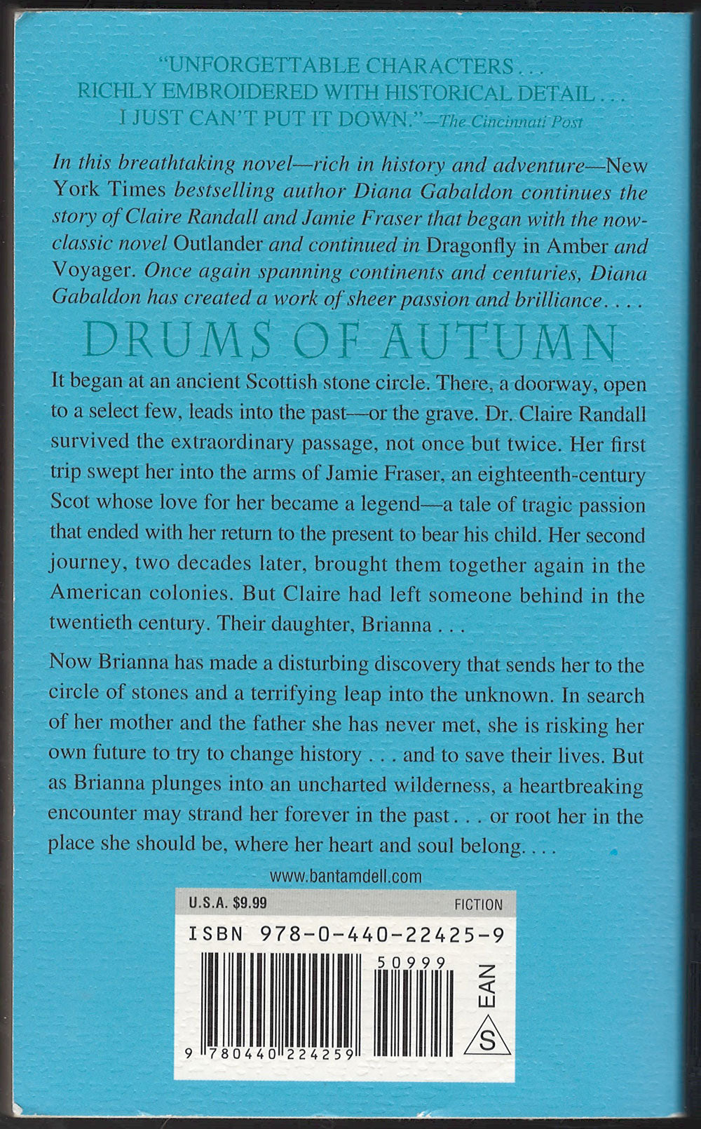 Drums of Autumn by Diana Gabaldon back cover