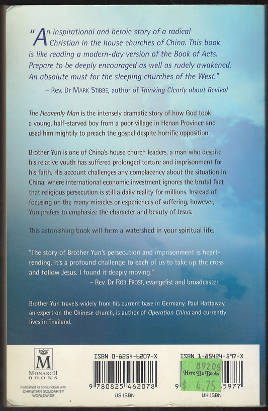 Heavenly Man The Remarkable True Story of Chinese Christian Brother Yun back cover