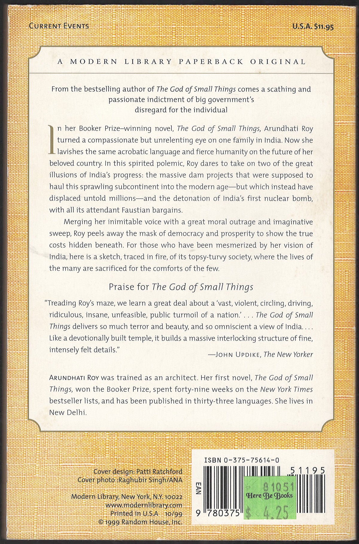 The Cost of Living by Arundhati Roy back cover