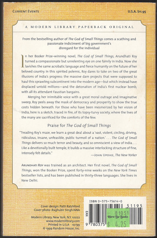 The Cost of Living by Arundhati Roy back cover