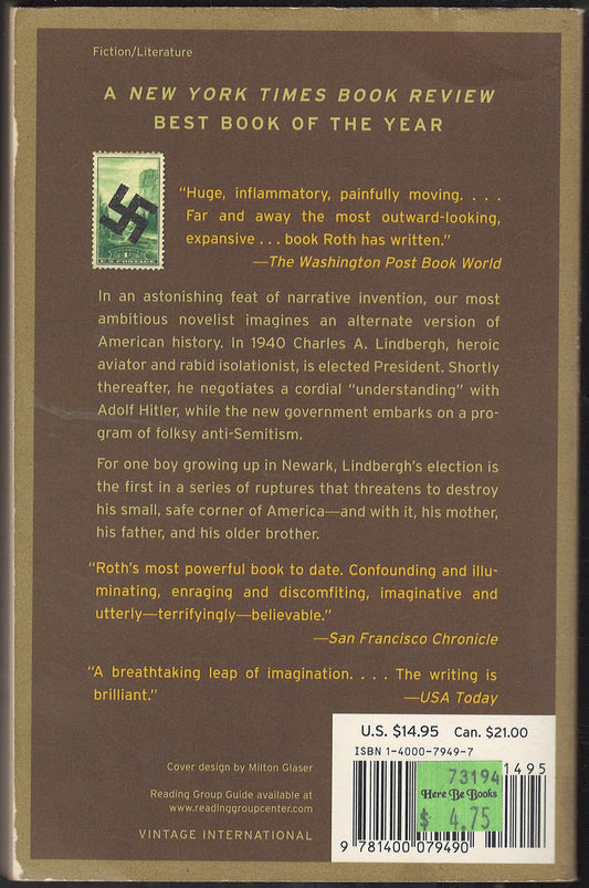 The Plot Against America by Philip Roth back cover