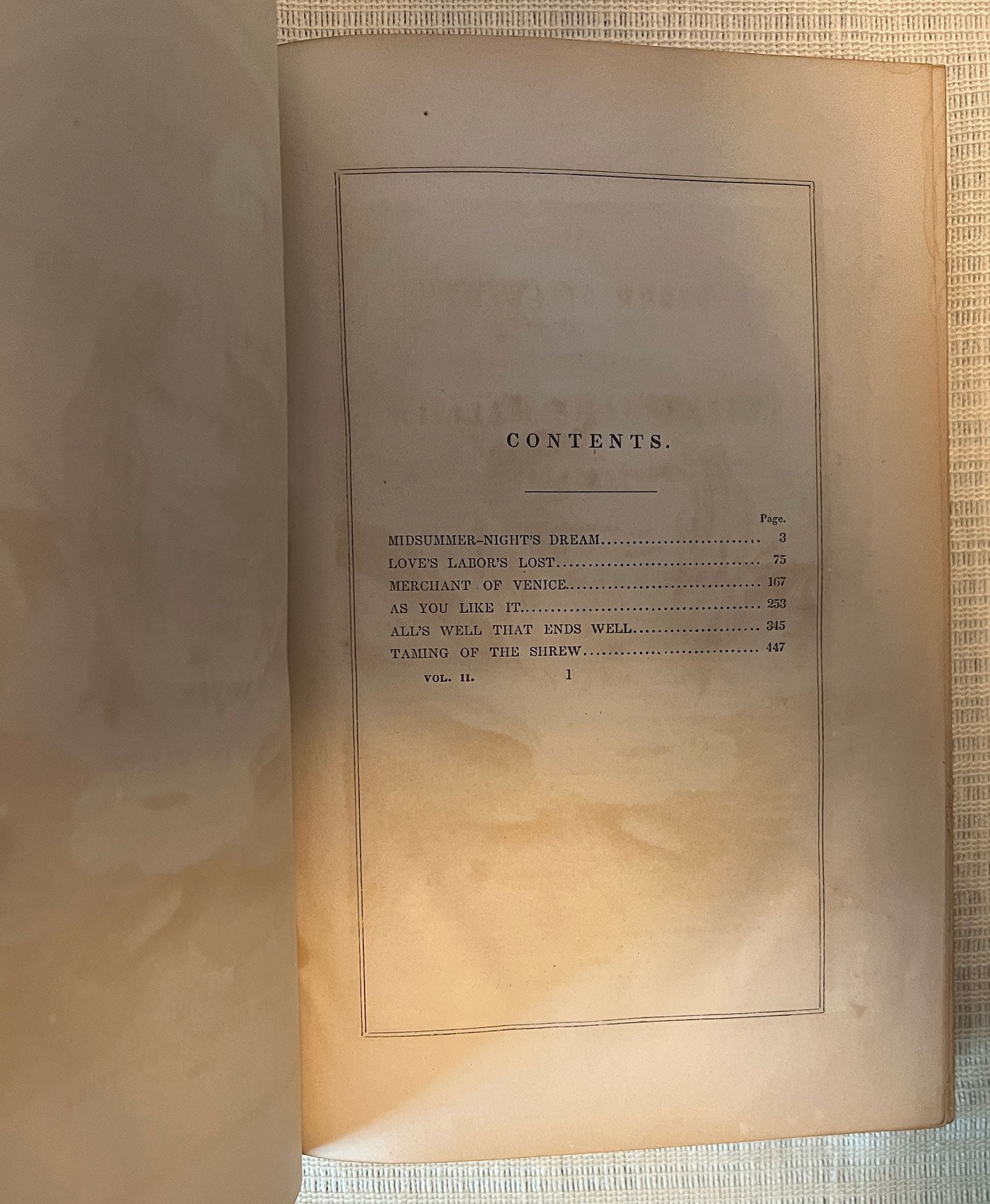 Complete Works of William Shakespeare volume 3 contents