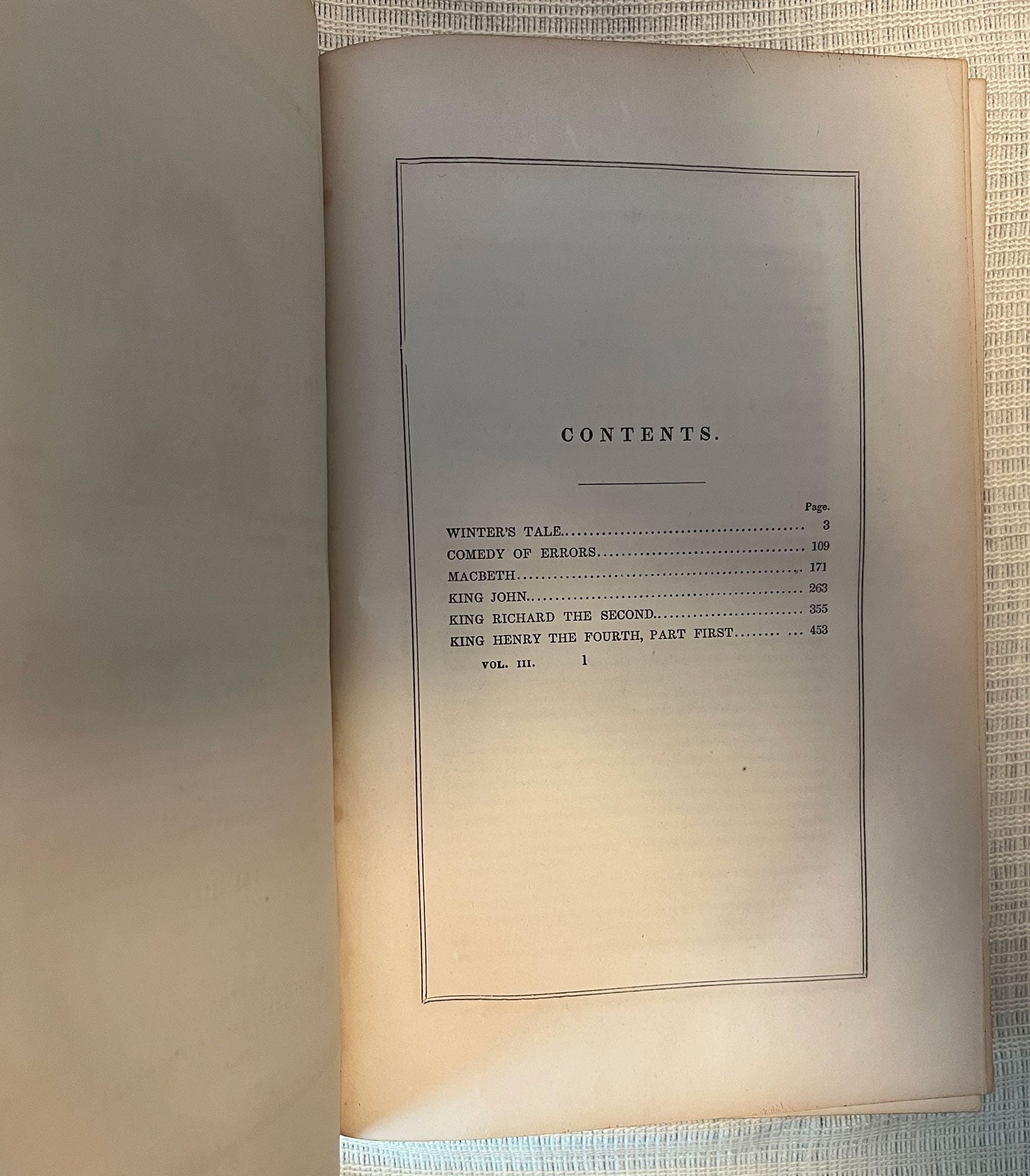 Complete Works of William Shakespeare volume 3 contents