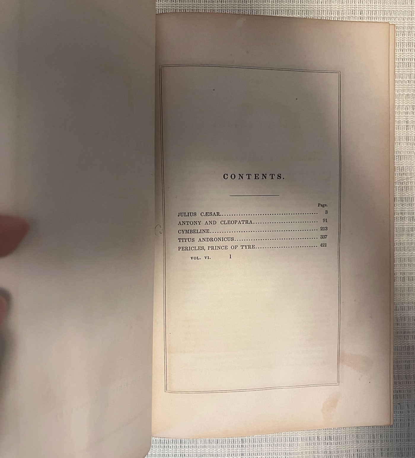 Complete Works of William Shakespeare volume 6 contents