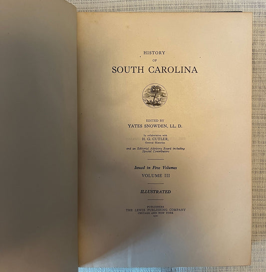History of South Carolina volume 3 title page