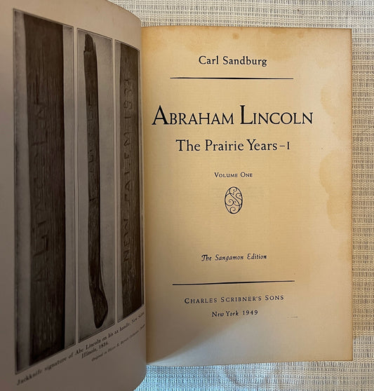 Abraham Lincoln: The Prairie Years and The War Years by Carl Sandburg volume 1 title page