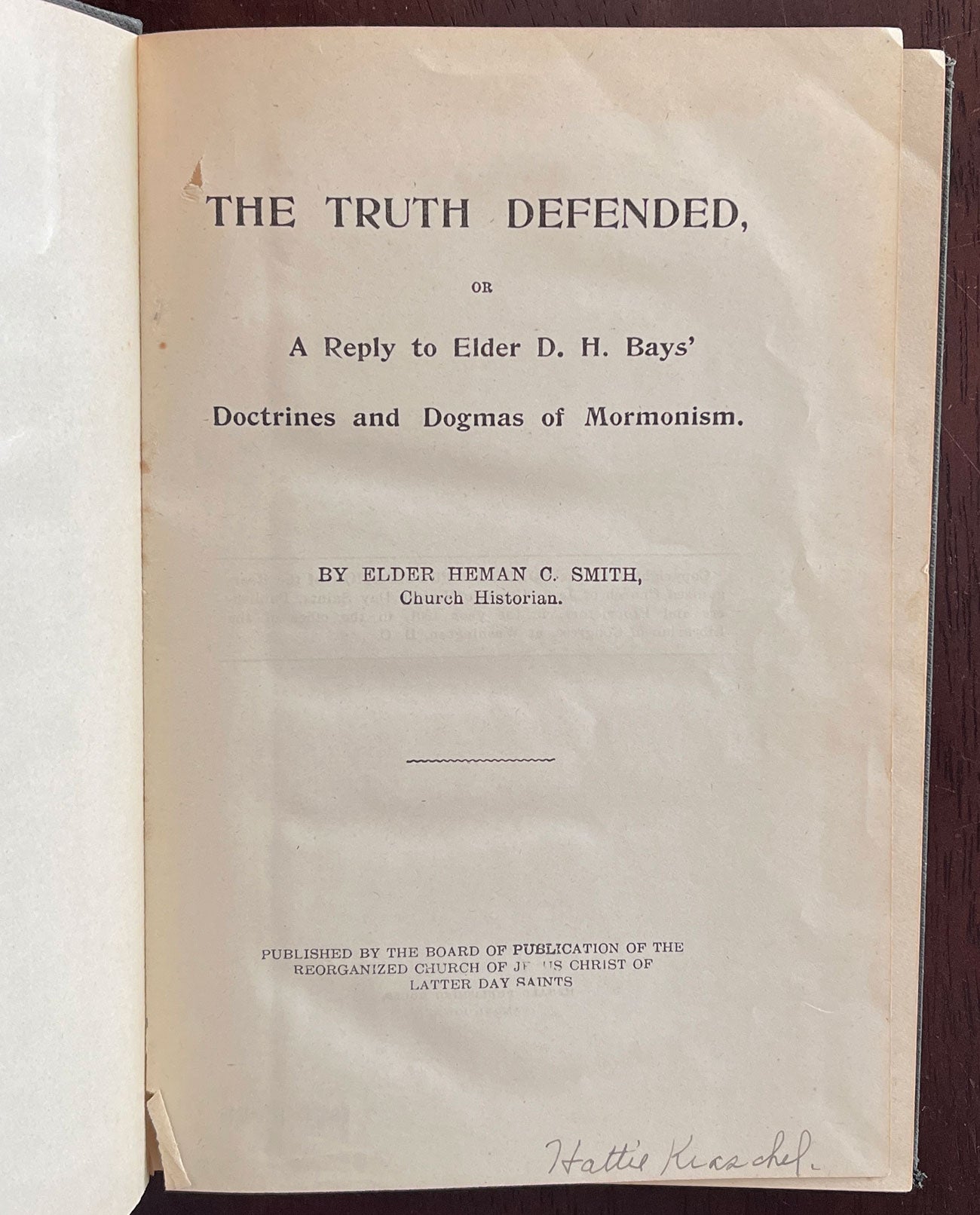 The Truth Defended by Heman Smith title page