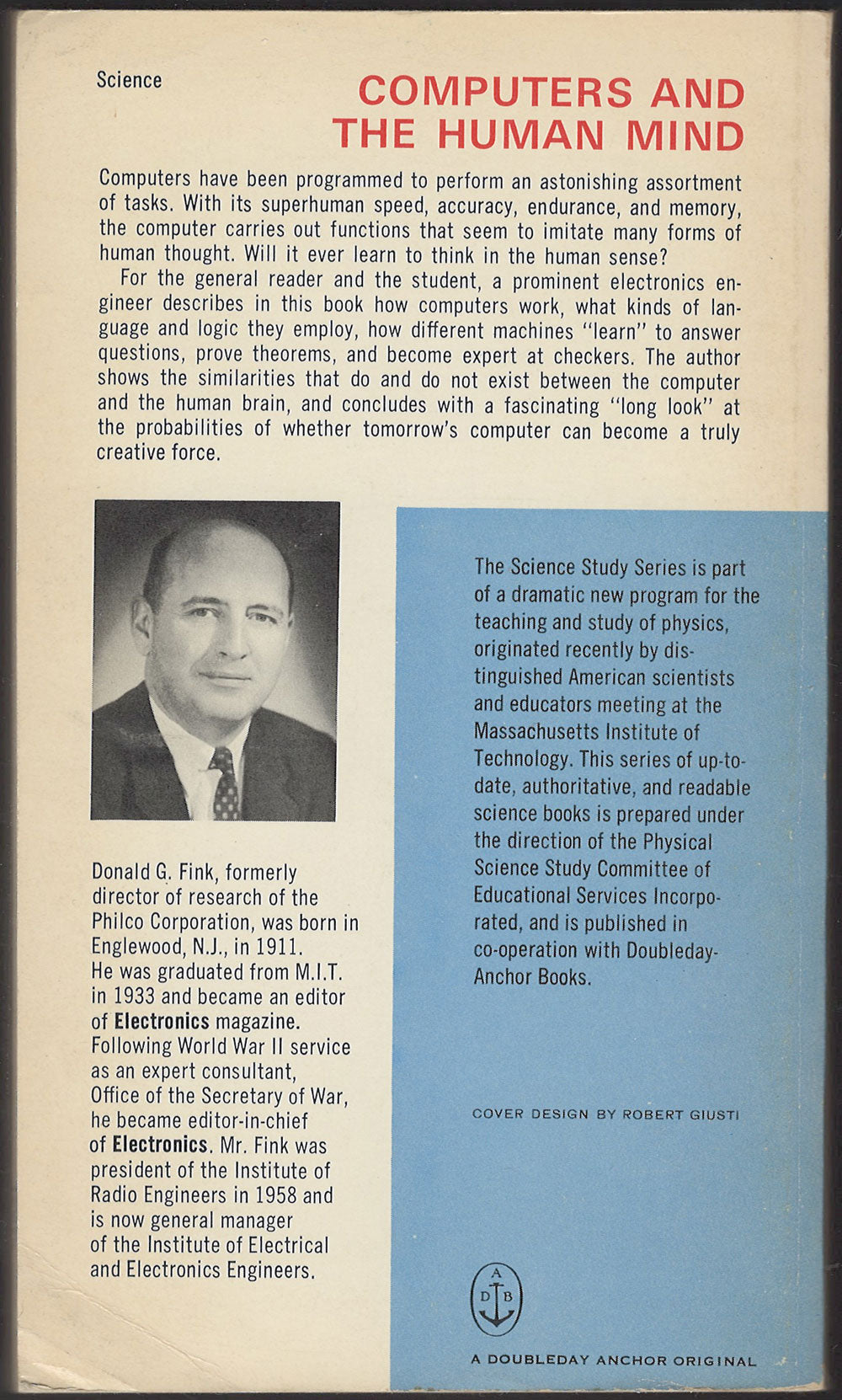 Computers and the Human Mind: An Introduction to Artificial Intelligence by Donald Fink back cover