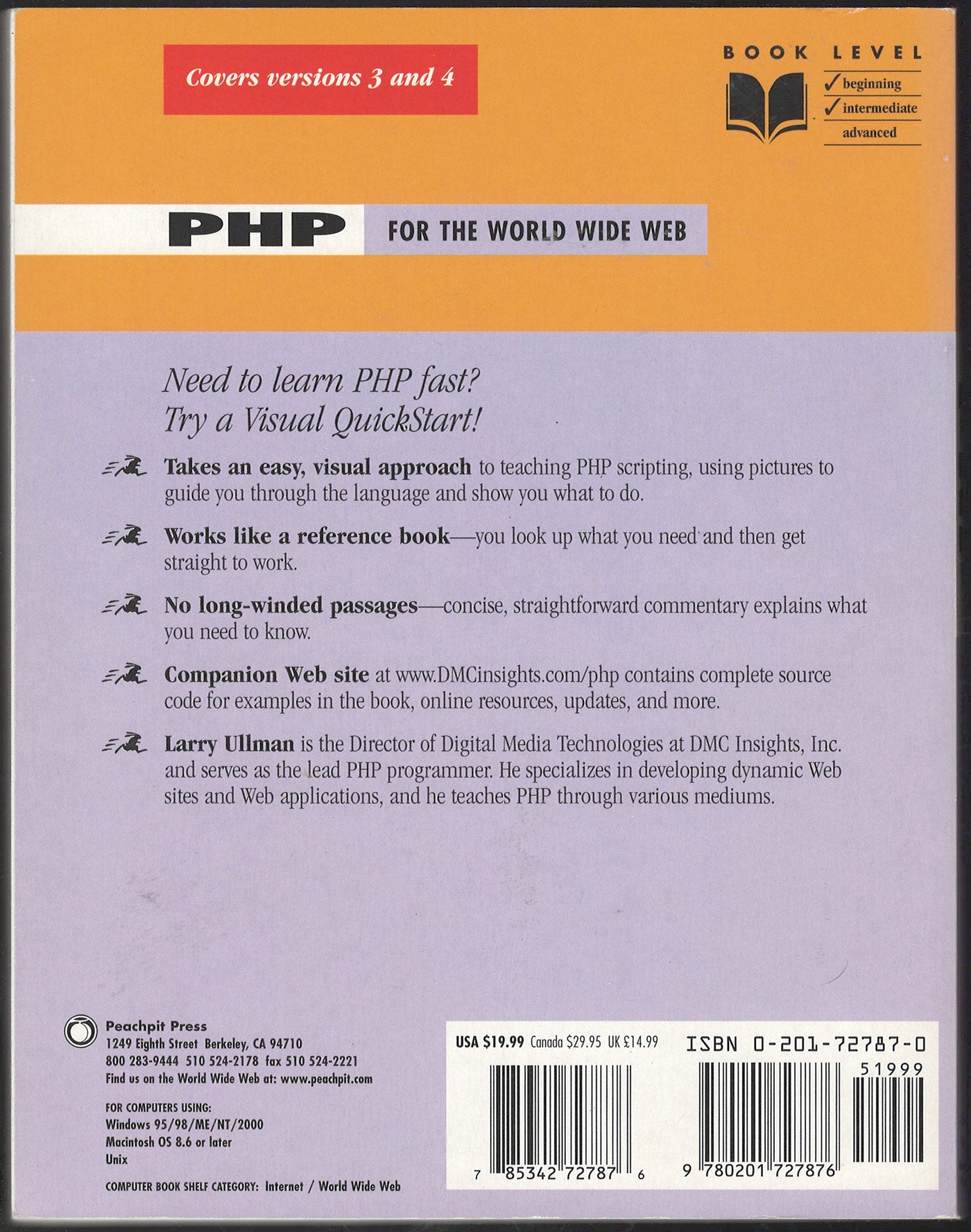 PHP for the World Wide Web by Larry Ullman back cover