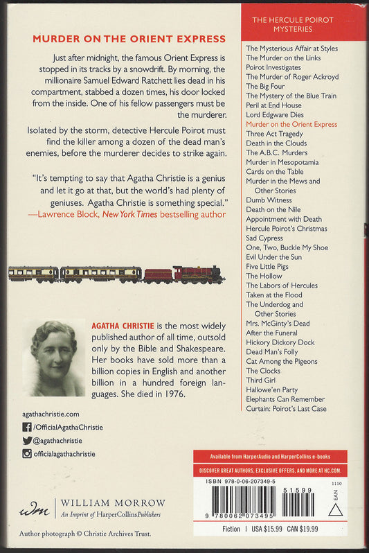 Murder on the Orient Express by Agatha Christie back cover