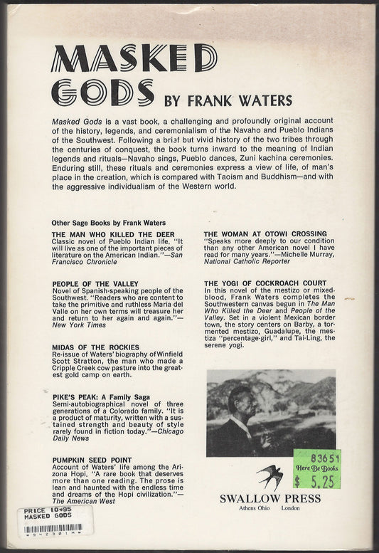 Masked Gods: Navaho & Pueblo Ceremonialism by Frank Waters back cover