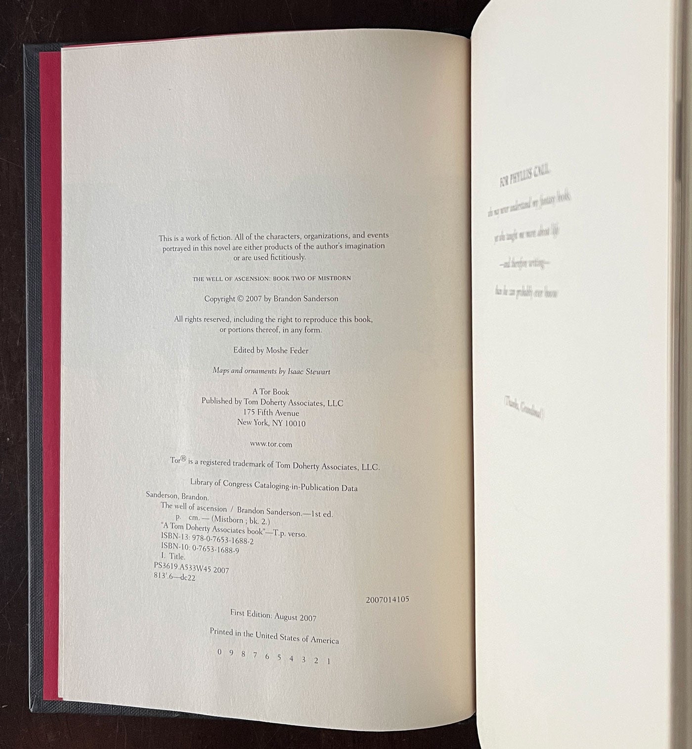 The Well of Ascension by Brandon Sanderson copyright page