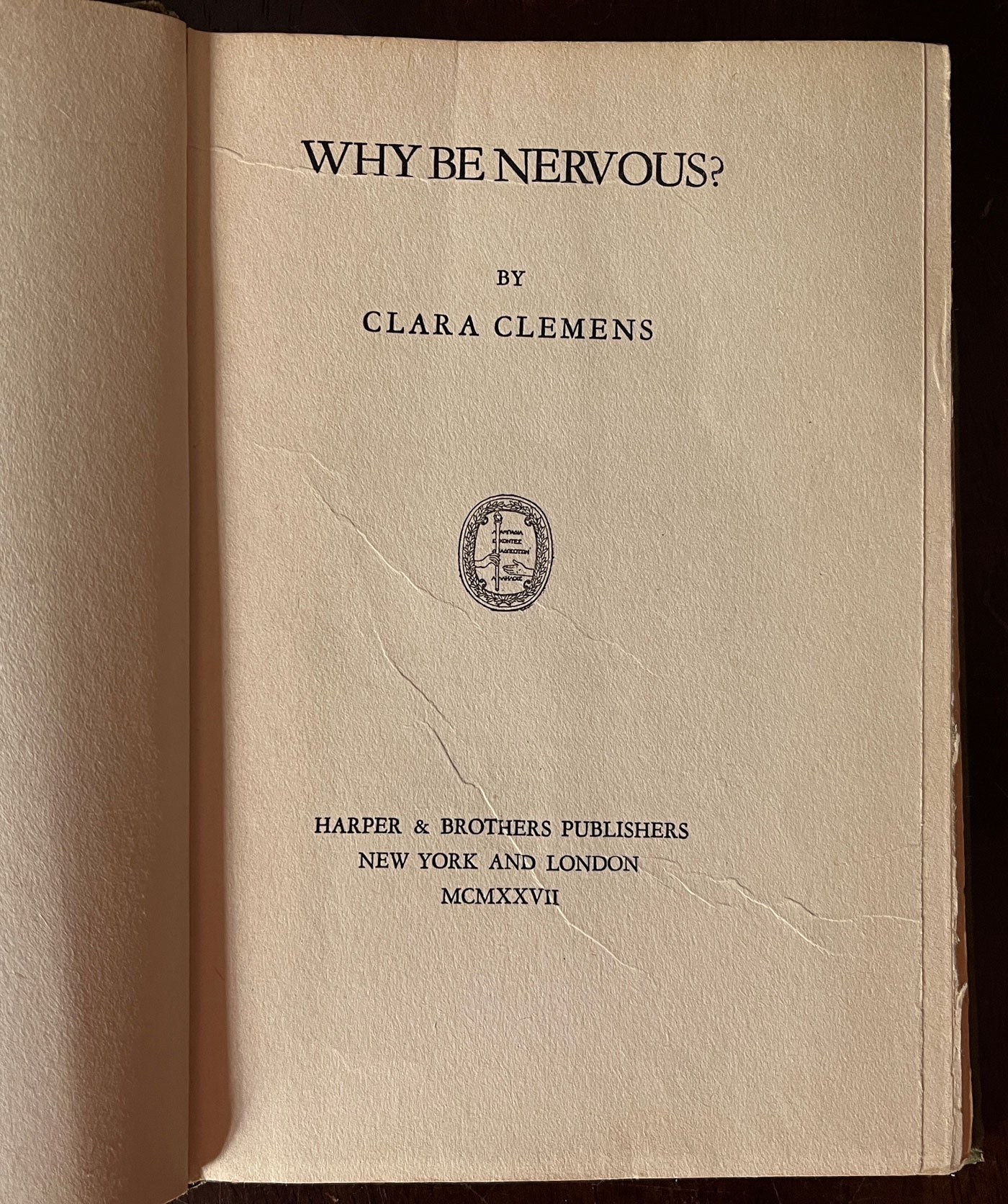 Why be Nervous? by Clara Clemens title page