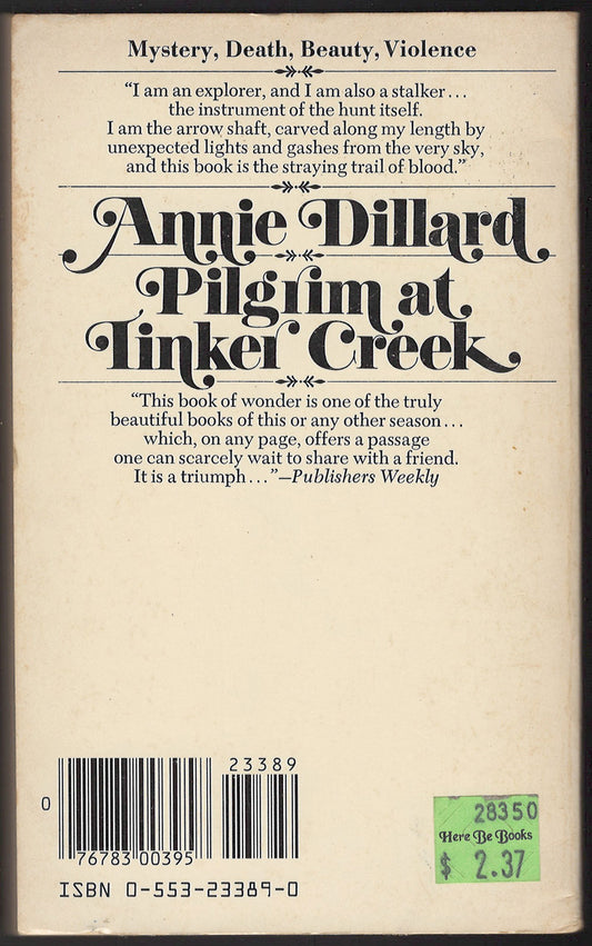Pilgrim at Tinker Creek by Annie Dillard back cover
