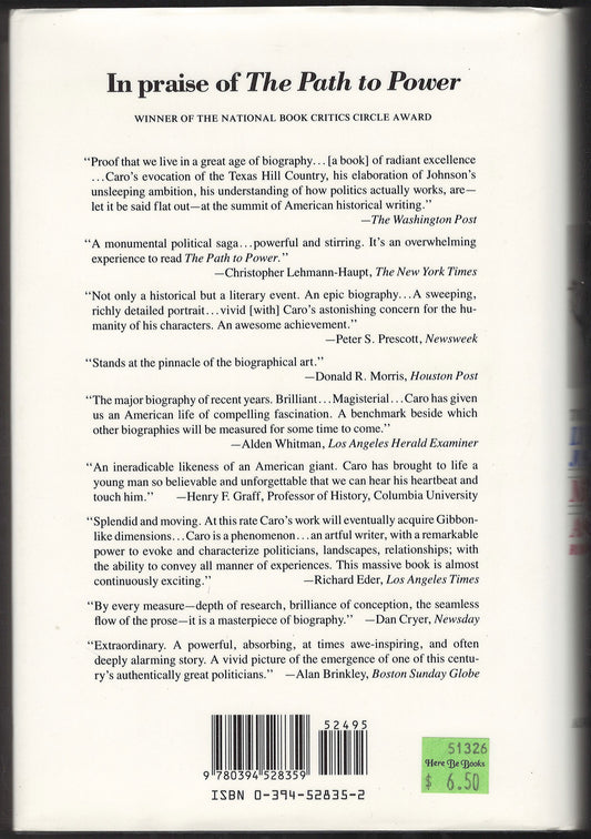 Means of Ascent (The Years of Lyndon Johnson) by Robert A. Caro back cover