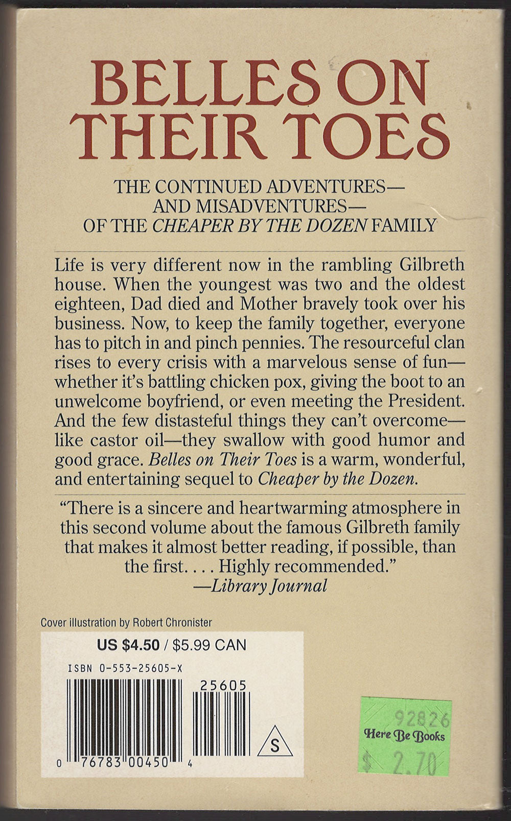 Belles on Their Toes by Frank B. Gilbreth, Jr. and Ernestine Gilbreth Carey back cover