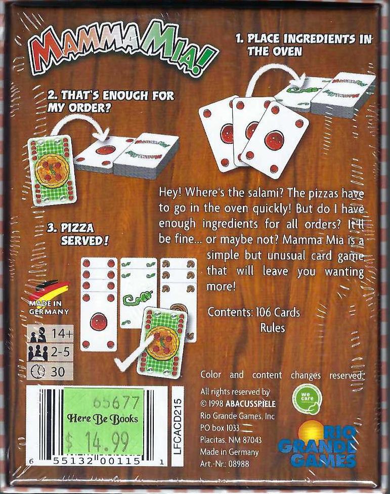 Mamma Mia! back of box