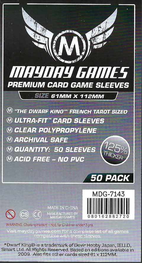 Mayday Games: Magnum Card Sleeves 61mm x 112mm (Premium Dwarf King French Tarot Card) (50) Mayday Games: Magnum Card Sleeves 61mm x 112mm (Premium Dwarf King French Tarot Card) (50)