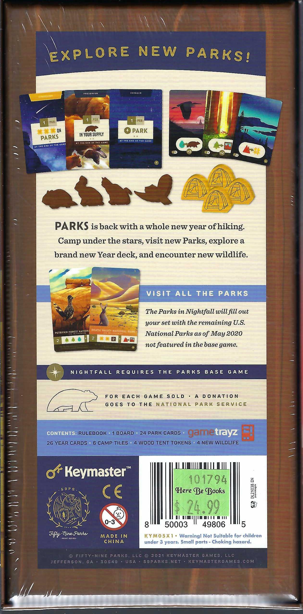 Parks: Nightfall expansion back of box