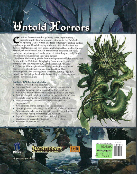 Pathfinder Bestiary 4 back cover